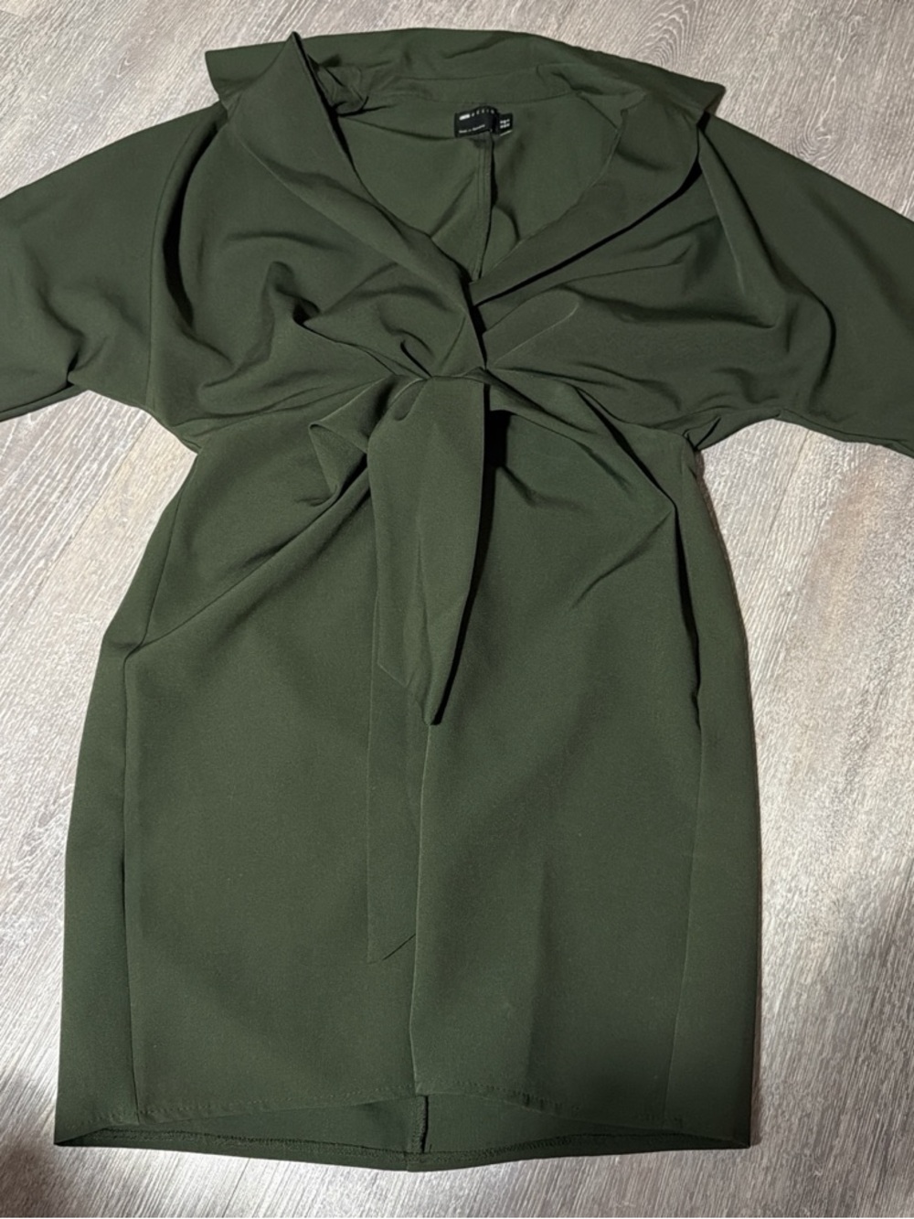 ASOS Dark Olive Knot-Front Midi Dress